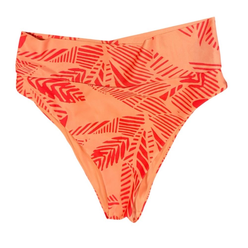 Aerie High Cut Cheeky Tropical Orange High-Waist Bikini Bottom Med Swimsuit